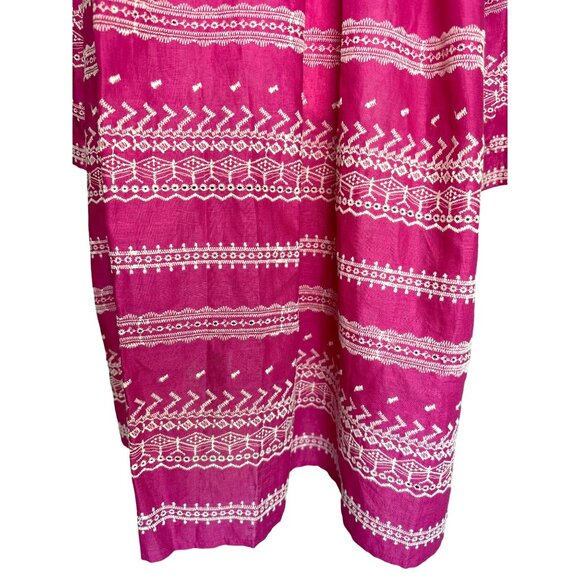 MELISSA NEPTON Bart Dress Size‎ Large Fuchsia White Detailed Embroidery NEW - Picture 3 of 11